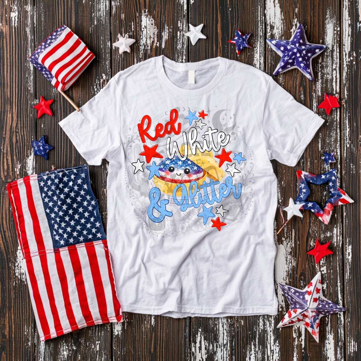 Red, White, & Glitter - DTF Transfer