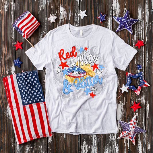 Red, White, & Glitter - DTF Transfer