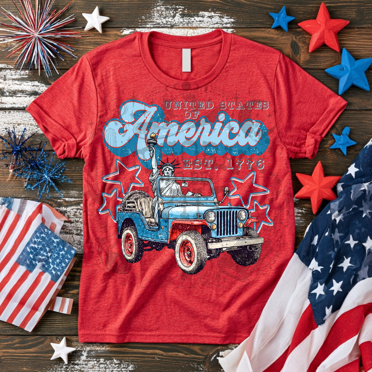 Lady Liberty Jeep - DTF Transfer
